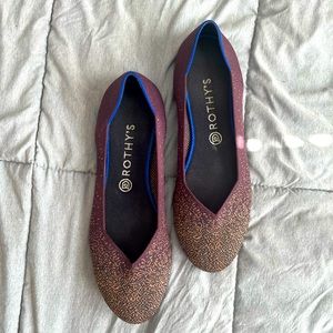Rothys Eggplant Metallic Flats Retired